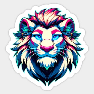 Cyberpunk Neon Furry Anthro Lion V2 Sticker